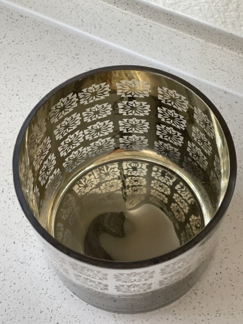 HomeGoods Silver Floral Glass Candle Holder 6" NWT - Picture 3 of 4